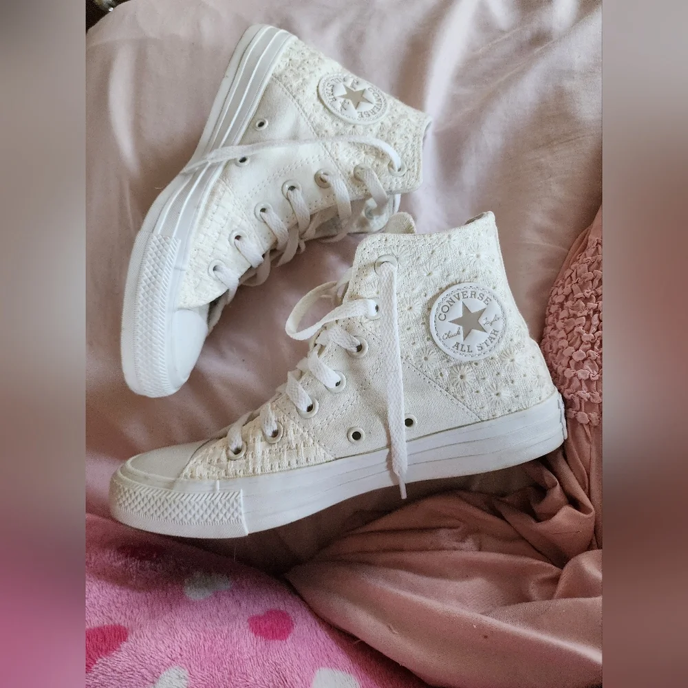 Converse Women's White High-Top Sneakers - Picture 1 of 5